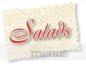 Salads Red Script on Reed Mat