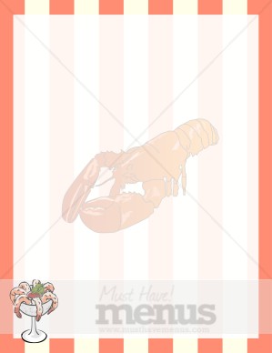 Lobster Watermark on Stripes with Shrimp Cocktail Accent