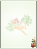 Whole Vegetables on Green with Oil and Vinegar Bottles