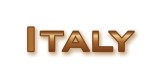 Italy in Brown Block Letters