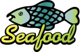 Fish Cartoon with Seafood Text