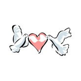 Two Doves Flying Heart