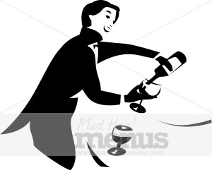 Waiter Pouring Wine Clipart