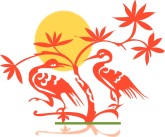 Orange Cranes Clipart