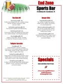 Football Season Bar Menu