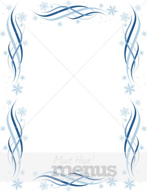 Blue Streamers Snowflakes Border