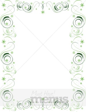 Green Spirals Stars Border