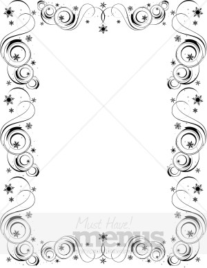 Black and White Spirals Stars Border