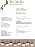 Coffee Bean Breakfast Menu