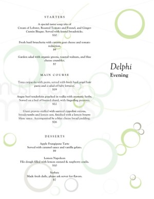 fine dining restaurant menu template
