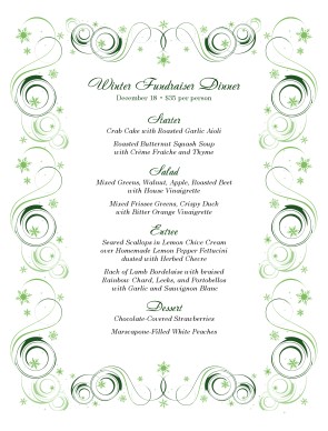 Customize Green Swirls Christmas Menu