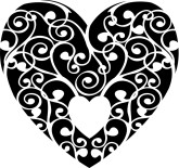 Black Filigree Heart Valentine Image