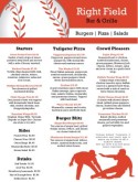 Baseball Sports Bar Menu