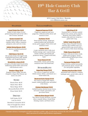 Customize Golf Menu Customize Golf Menu