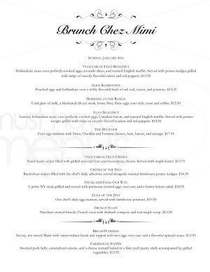 formal menus