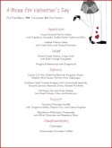 Happy Couple Valentine's Day Menu