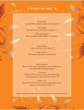 Customize Orange Brocade Fine Dining Menu