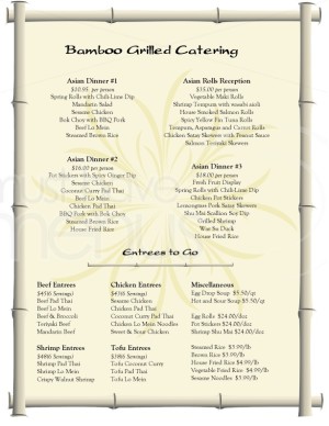 sample catering menu