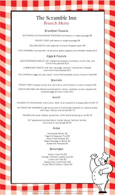 Customize Red Check Breakfast Menu Long