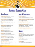 Sunrise Coffee House Menu