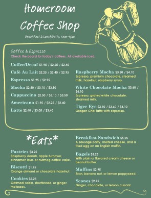 Customize Chalkboard Coffee House Menu