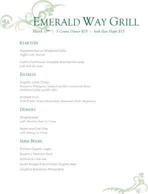 Customize St. Patrick's Day Emerald Green Tasting Menu