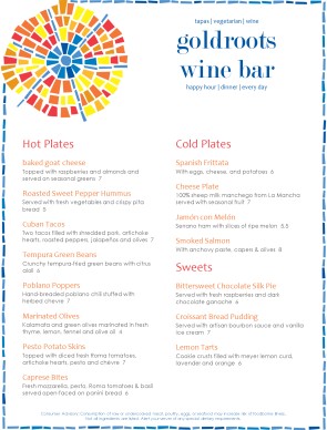 spanish restaurant menu example