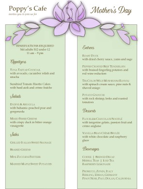 Customize Mothers Day Flower Menu