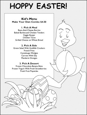 Customize Hidden Eggs Coloring Easter Menu