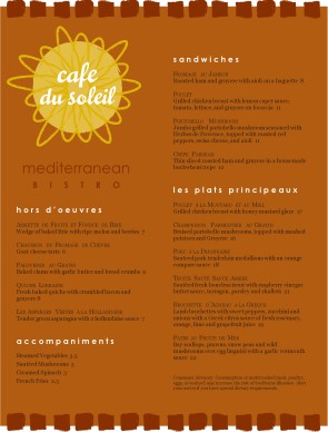Customize French Riviera Menu