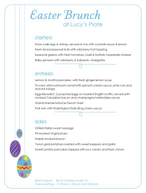 Customize Easter Eggs Easter Menu