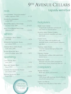 Customize Watercolor Wine Bar Menu