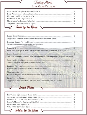 Customize Vineyard Wine Bar Menu