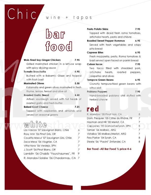Goblet Wine Bar Menu Page 1