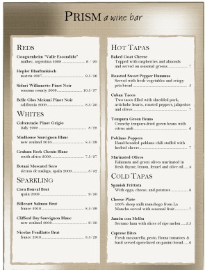 Customize Sheer Taupe Wine Bar Menu