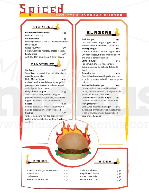 Flame Burger Menu Long Page 1