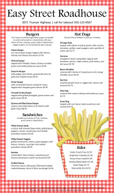 Customize Tablecloth Burger Menu Long