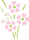 Stenciled Pink Heart Flowers