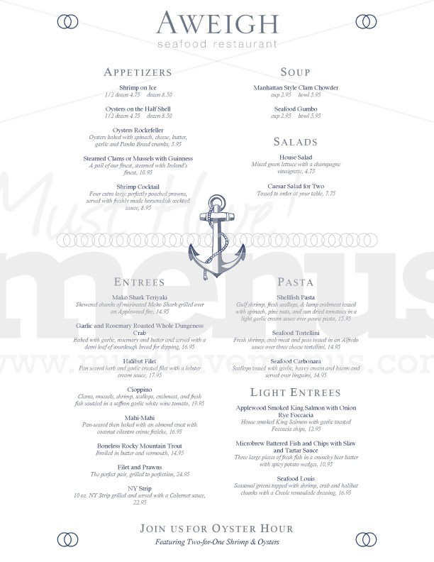 Fresh Seafood Menu Long Page 1