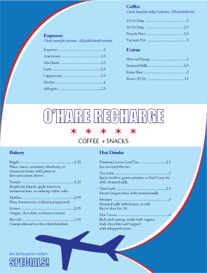 Customize Airport Cafe Menu