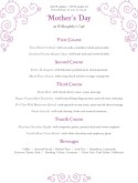 Mothers Day Family Menu