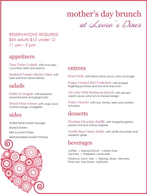 mothers day menu template