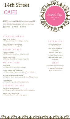 Customize Bistro Mother's Day Menu Long