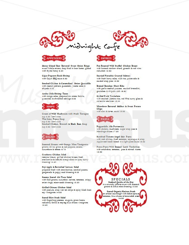 Jazz Cafe Menu Long Page 1