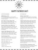 Menu for Fathers Day