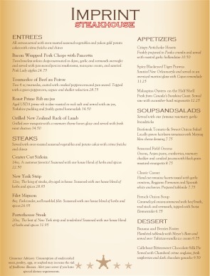 Customize Traditional Steakhouse Menu