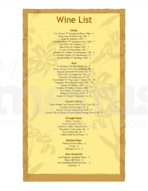 wine list template