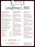 Bones Barbeque Menu