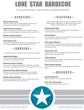 Customize Western Barbeque Menu Customize Western Barbeque Menu