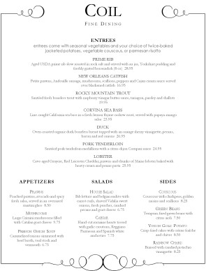 Customize Fine Dining Food Menu